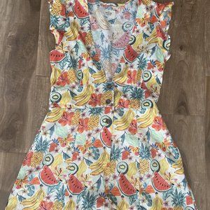 Camila Romper in White Fruit Print Marine Layer
